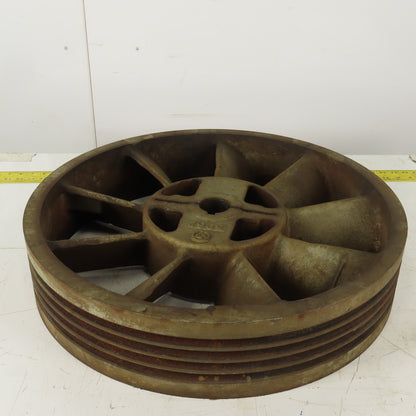 8V 4 Groove Pulley Shive 23-1/2" OD 2" ID Keyed Bore Counter Clockwise Rotation