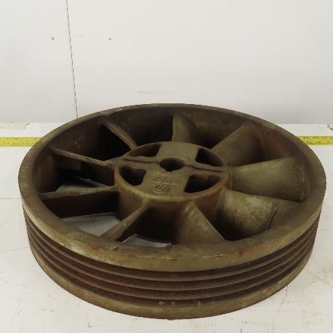 8V 4 Groove Pulley Shive 23-1/2" OD 2" ID Keyed Bore Counter Clockwise Rotation