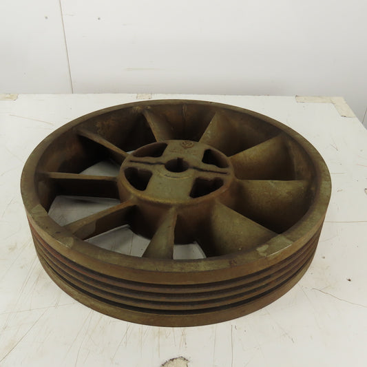 8V 4 Groove Pulley Shive 23-1/2" OD 2" ID Keyed Bore Counter Clockwise Rotation
