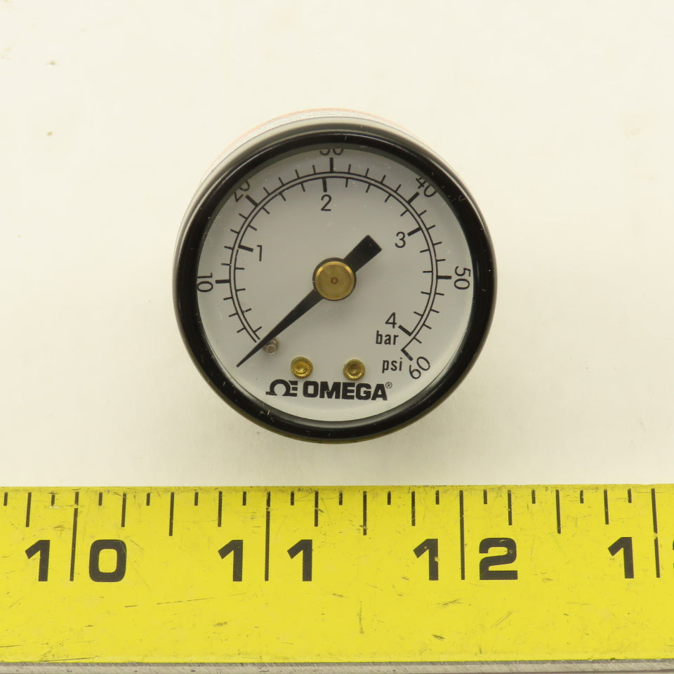 Omega PGU-15B-60PSI 1-1/2" Air Pressure Gauge 60 PSI Back Port 1/8NPT