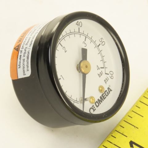Omega PGU-15B-60PSI 1-1/2" Air Pressure Gauge 60 PSI Back Port 1/8NPT