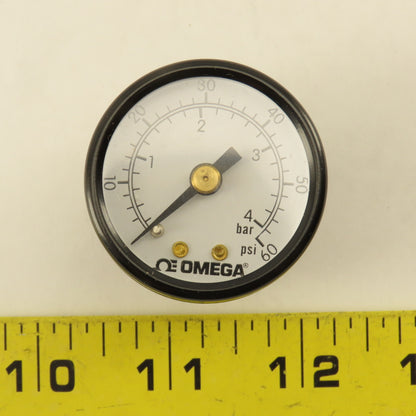 Omega PGU-15B-60PSI 1-1/2" Air Pressure Gauge 60 PSI Back Port 1/8NPT