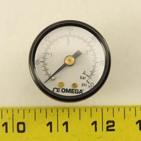 Omega PGU-15B-60PSI 1-1/2" Air Pressure Gauge 60 PSI Back Port 1/8NPT