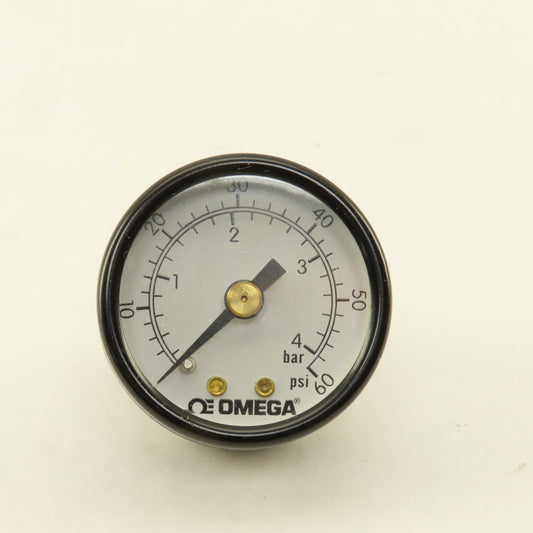 Omega PGU-15B-60PSI 1-1/2" Air Pressure Gauge 60 PSI Back Port 1/8NPT