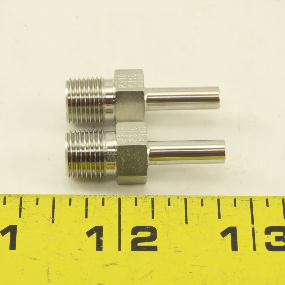 Parker G1/8 x 3/16" OD Stem Tube Fitting Stainless Steel Lot Of 2