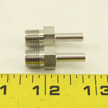 Parker G1/8 x 3/16" OD Stem Tube Fitting Stainless Steel Lot Of 2