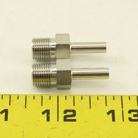 Parker G1/8 x 3/16" OD Stem Tube Fitting Stainless Steel Lot Of 2