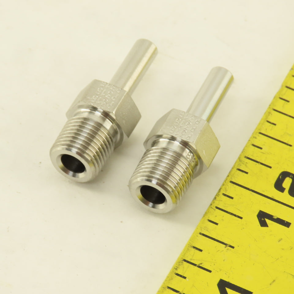 Parker G1/8 x 3/16" OD Stem Tube Fitting Stainless Steel Lot Of 2