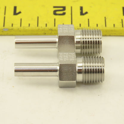 Parker G1/8 x 3/16" OD Stem Tube Fitting Stainless Steel Lot Of 2