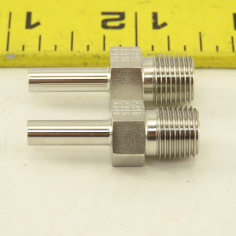 Parker G1/8 x 3/16" OD Stem Tube Fitting Stainless Steel Lot Of 2
