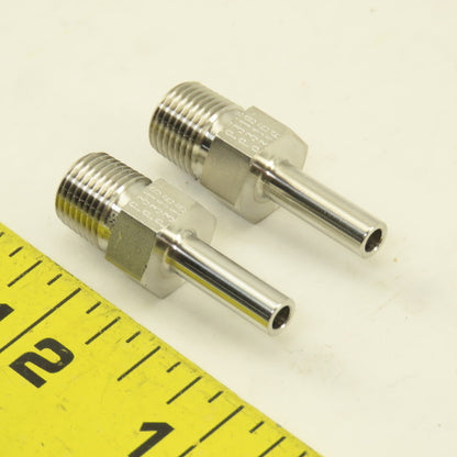 Parker G1/8 x 3/16" OD Stem Tube Fitting Stainless Steel Lot Of 2