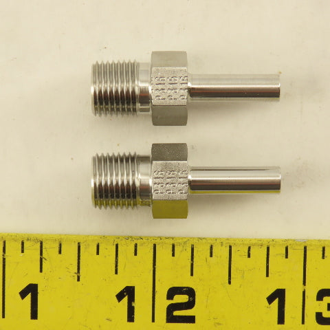 Parker G1/8 x 3/16" OD Stem Tube Fitting Stainless Steel Lot Of 2