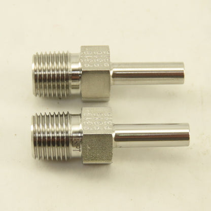 Parker G1/8 x 3/16" OD Stem Tube Fitting Stainless Steel Lot Of 2