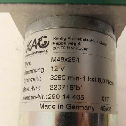Kahlig Antriebstechnik M48x25/I 12V Diaphragm Pump Smoke Machine AVL 415S