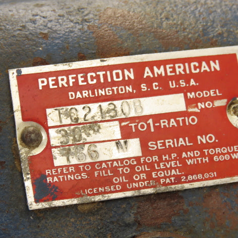 Perfection America TG2130B Double Output Gear Reduce Ratio 30:1 208-220/440V 3Ph
