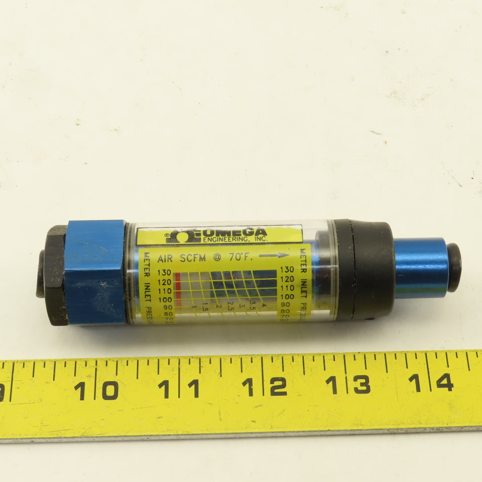 Omega FL-2904 1/4" Port Flow Gauge 1-4 SCFM @ 40-130 PSIG  600PSI MAX