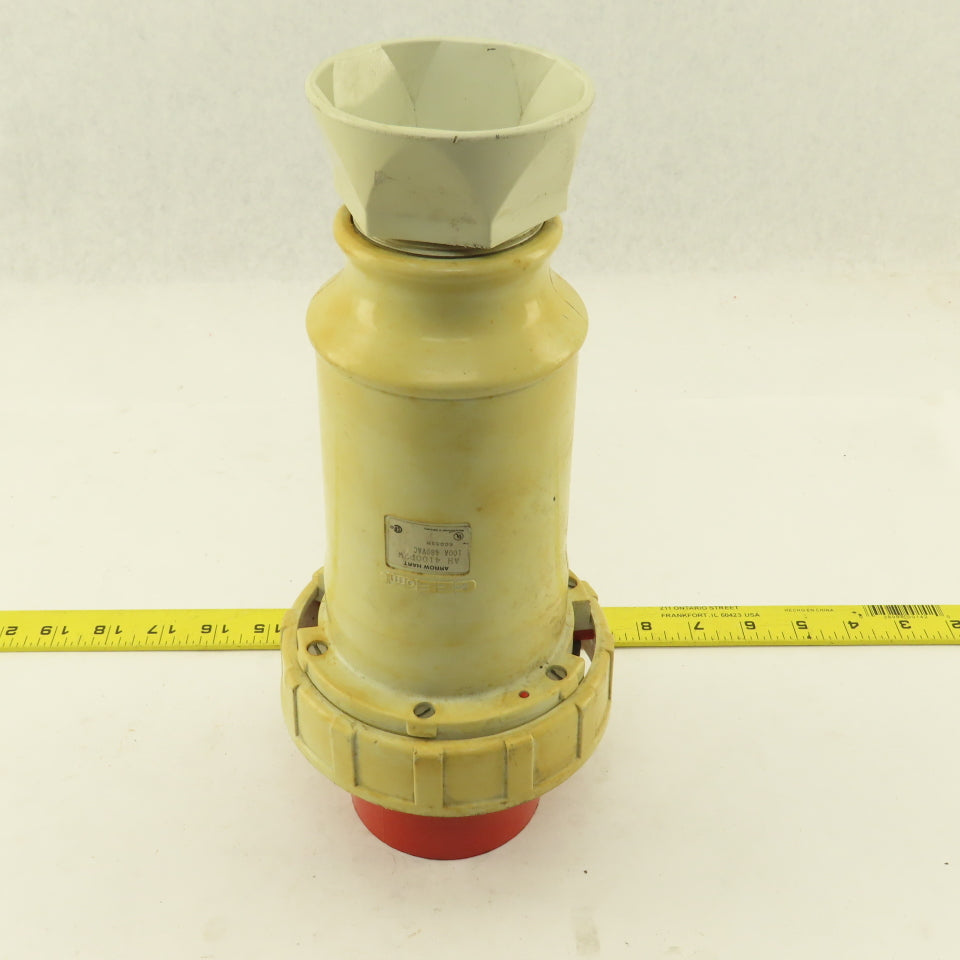 Arrow Hart AH4100P7W 100 AMP 3 Pole 4 Wire 3 Phase 480V Male Pin Plug & Sleeve