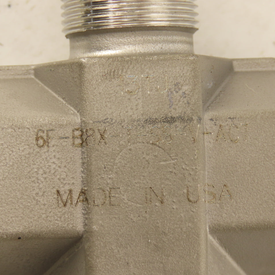 Parker 6F-B8X-T-SS-V-ACT 3/8" NPT Female Stainless Steel 3 Way Actuator Valve