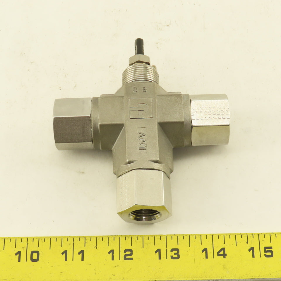 Parker 6F-B8X-T-SS-V-ACT 3/8" NPT Female Stainless Steel 3 Way Actuator Valve