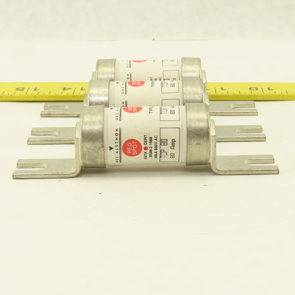 GEC Alsthom TCP80 Red Spot 80 Amp 40kA 350V DC Type gG Fuse Lot Of 3