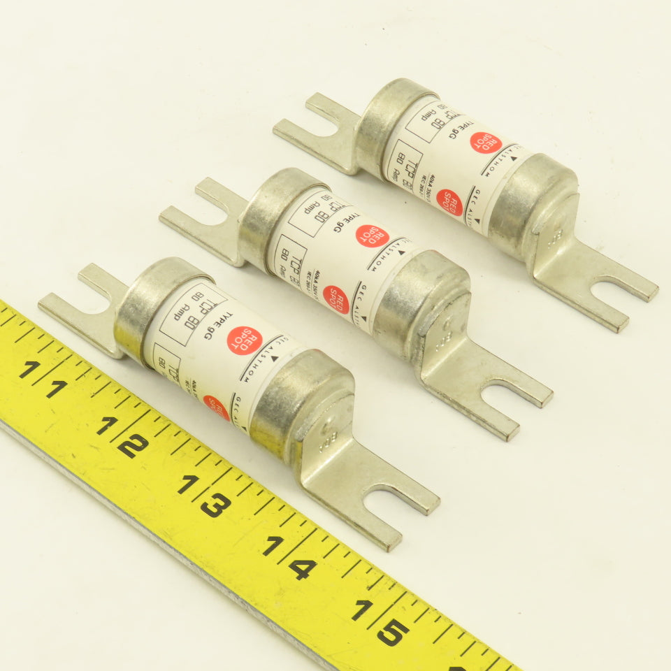 GEC Alsthom TCP80 Red Spot 80 Amp 40kA 350V DC Type gG Fuse Lot Of 3