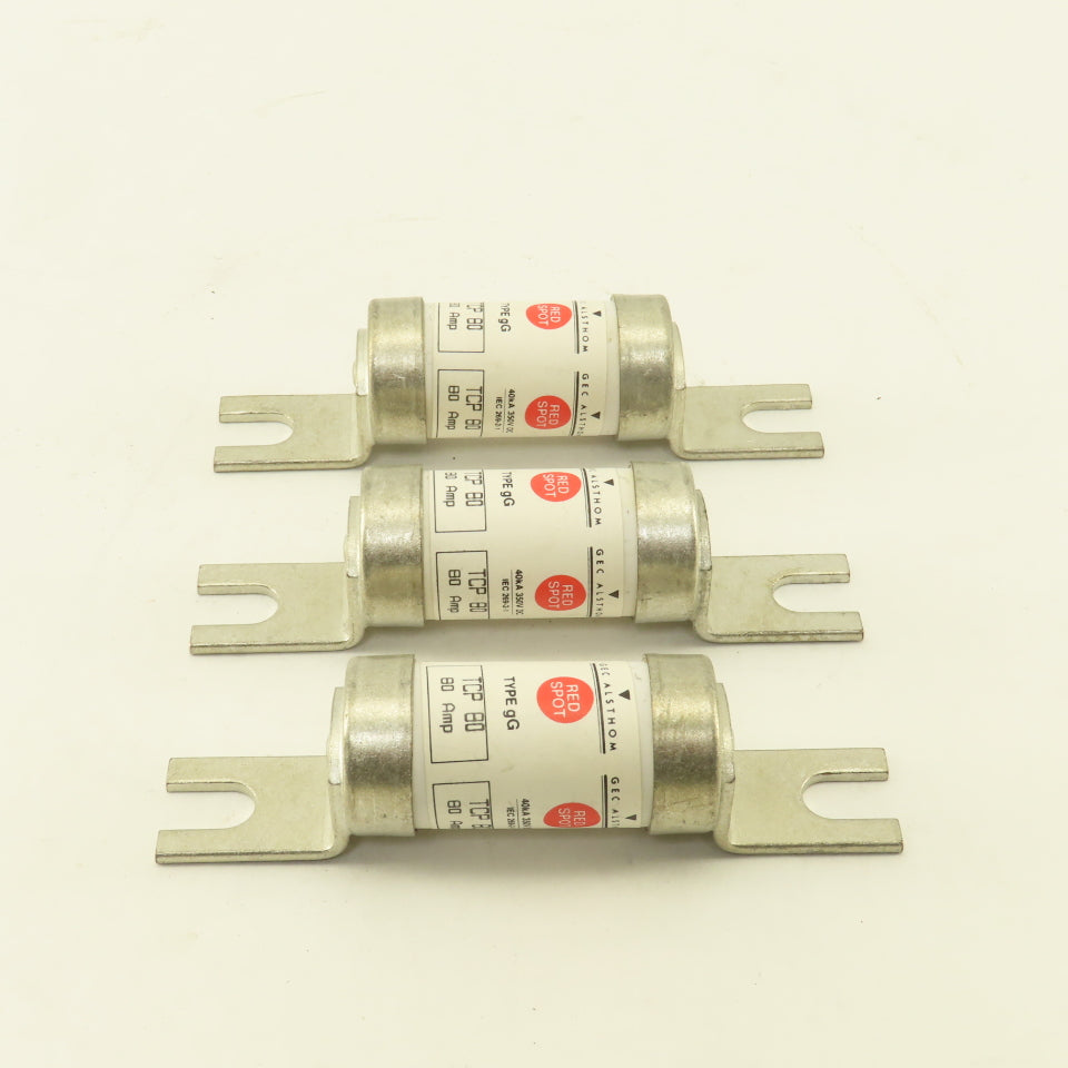 GEC Alsthom TCP80 Red Spot 80 Amp 40kA 350V DC Type gG Fuse Lot Of 3