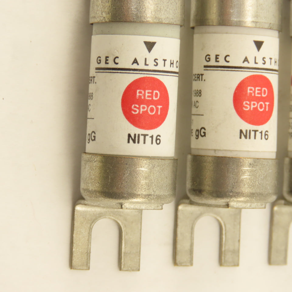 GEC Alsthom NIT16 Red Spot 16 Amp 40kA 250V DC Type gG Fuse Lot Of 3