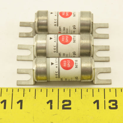 GEC Alsthom NIT16 Red Spot 16 Amp 40kA 250V DC Type gG Fuse Lot Of 3