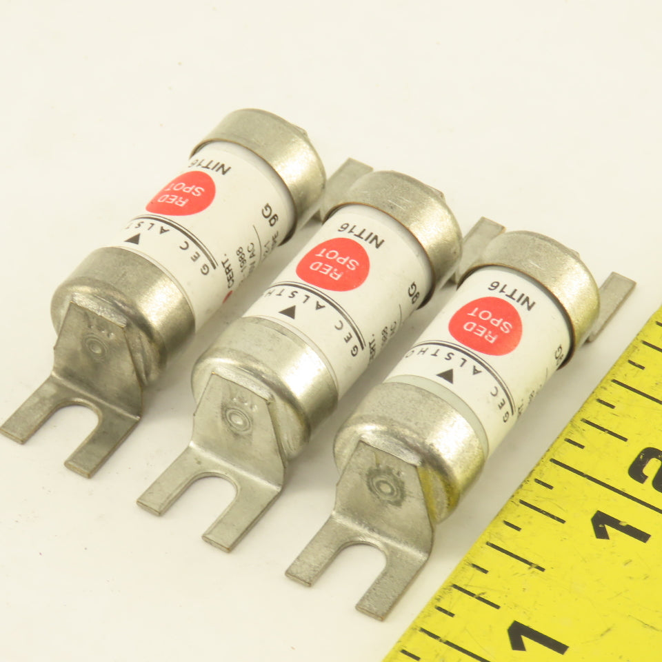 GEC Alsthom NIT16 Red Spot 16 Amp 40kA 250V DC Type gG Fuse Lot Of 3