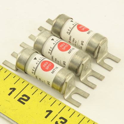 GEC Alsthom NIT16 Red Spot 16 Amp 40kA 250V DC Type gG Fuse Lot Of 3