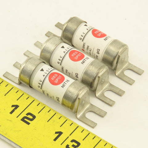 GEC Alsthom NIT16 Red Spot 16 Amp 40kA 250V DC Type gG Fuse Lot Of 3