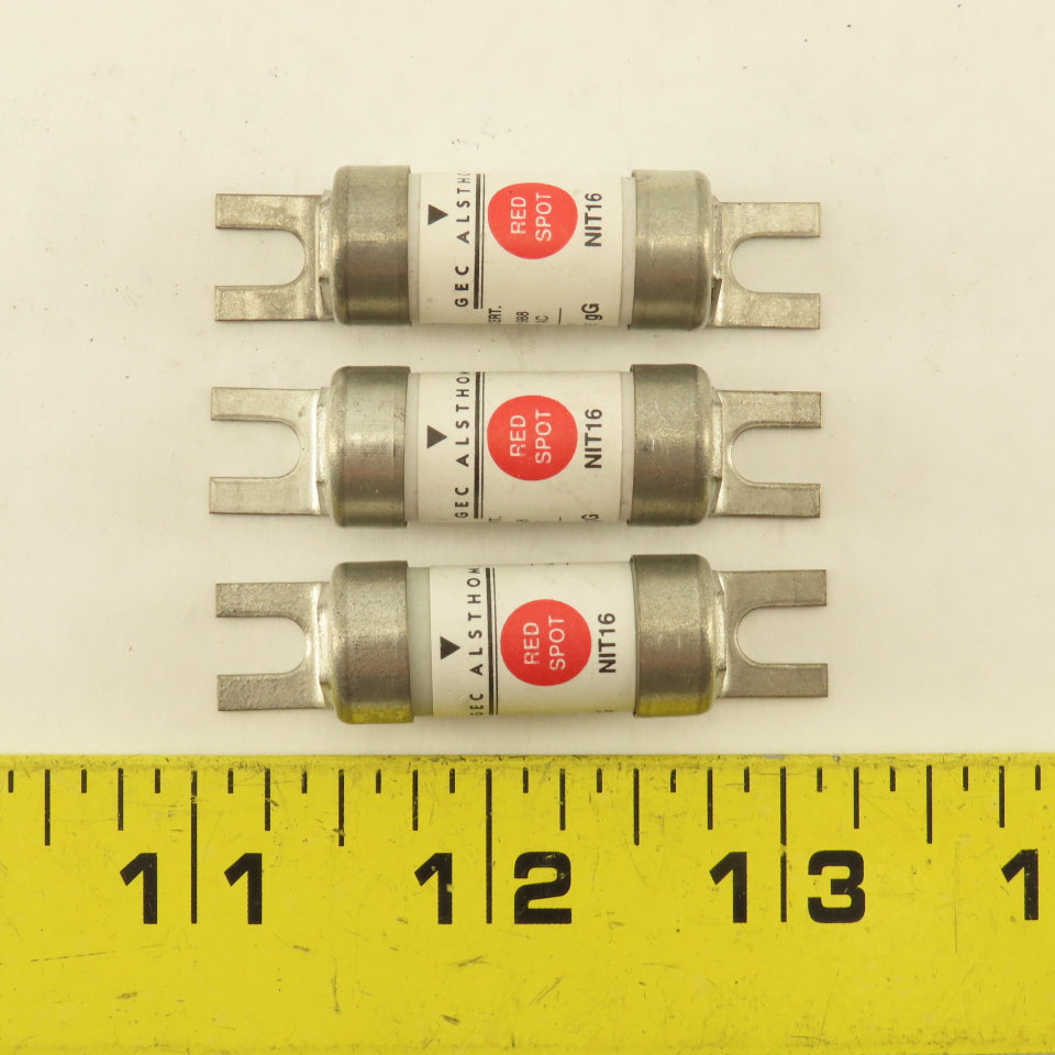 GEC Alsthom NIT16 Red Spot 16 Amp 40kA 250V DC Type gG Fuse Lot Of 3
