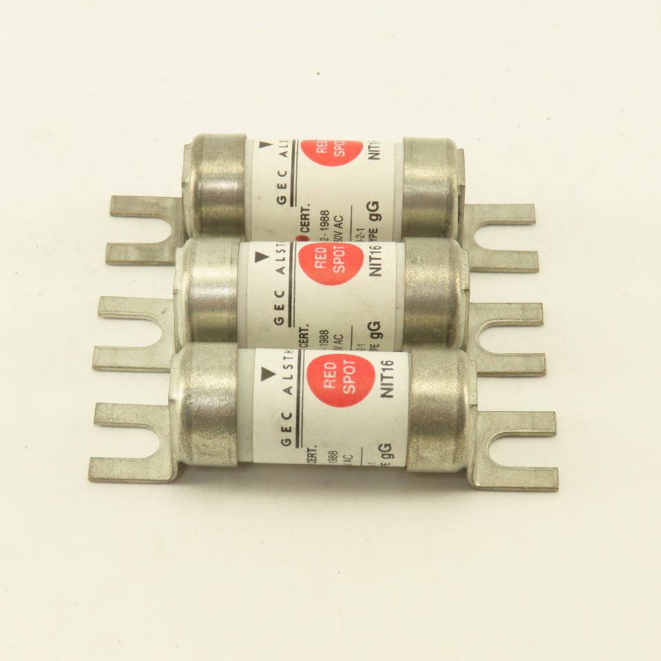 GEC Alsthom NIT16 Red Spot 16 Amp 40kA 250V DC Type gG Fuse Lot Of 3