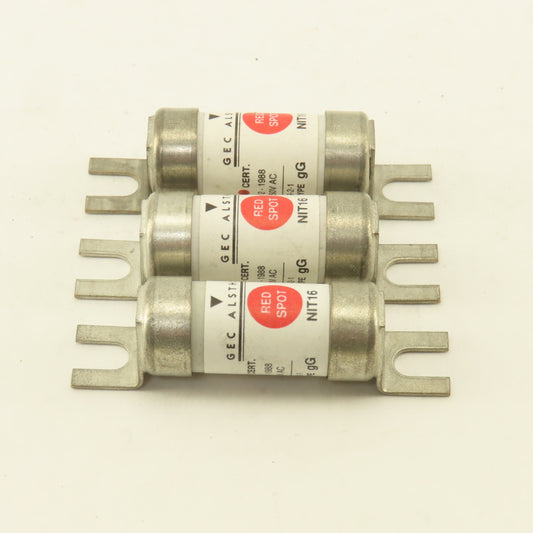 GEC Alsthom NIT16 Red Spot 16 Amp 40kA 250V DC Type gG Fuse Lot Of 3