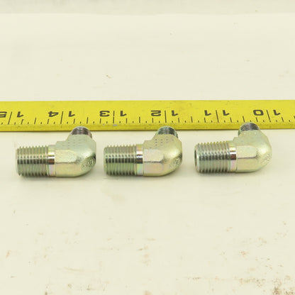 Eaton 2024-4-4 1/4" NPT Male x 7/16" JIC Male 90° Elbow Steel Lot Of 3