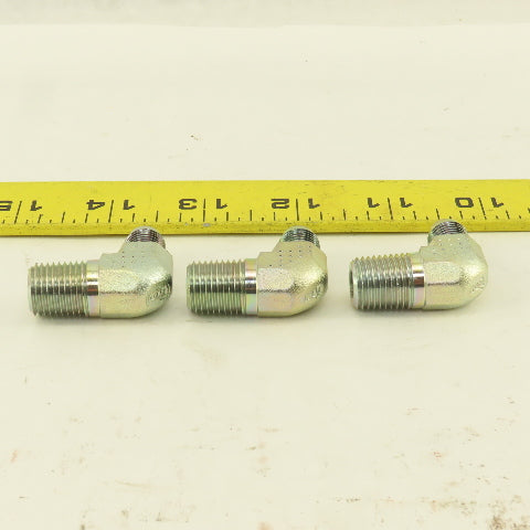 Eaton 2024-4-4 1/4" NPT Male x 7/16" JIC Male 90° Elbow Steel Lot Of 3