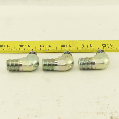 Eaton 2024-4-4 1/4" NPT Male x 7/16" JIC Male 90° Elbow Steel Lot Of 3