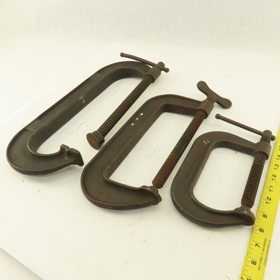 Drop Forged Steel  10" 8" &  5"  C-Clamp Tool Lot of 3
