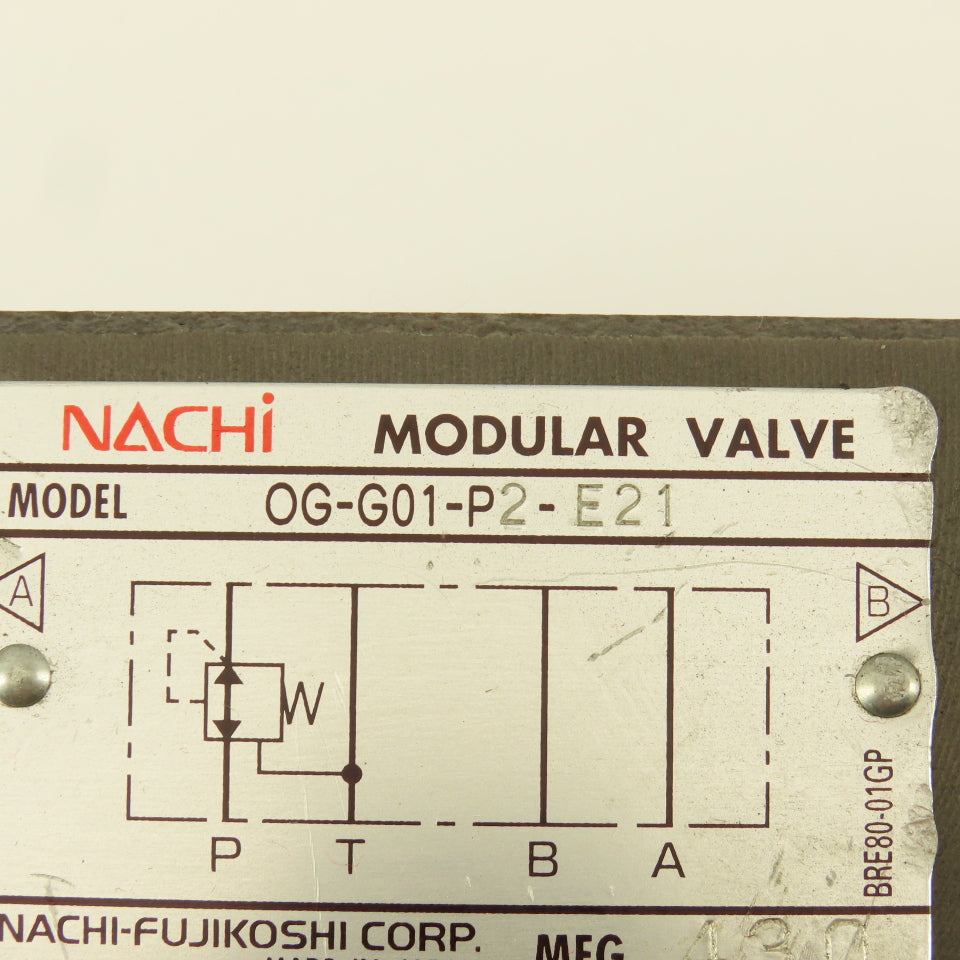 NACHI OG-G01-P2-E21 Hydraulic Pressure Reducing Modular Valve