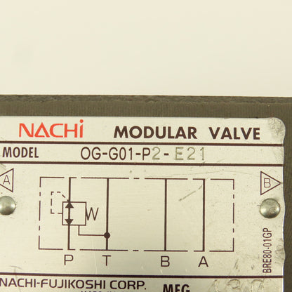NACHI OG-G01-P2-E21 Hydraulic Pressure Reducing Modular Valve