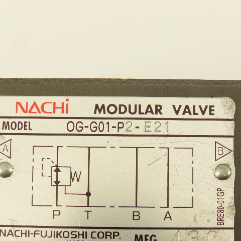NACHI OG-G01-P2-E21 Hydraulic Pressure Reducing Modular Valve