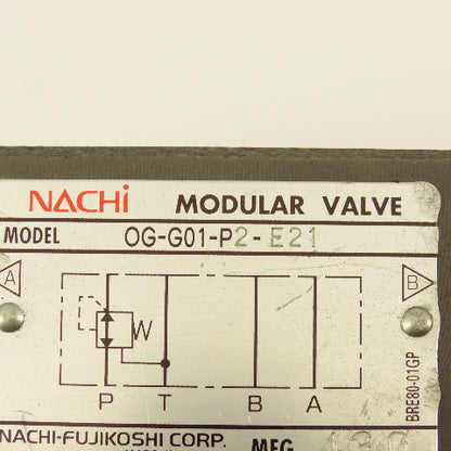 NACHI OG-G01-P2-E21 Hydraulic Pressure Reducing Modular Valve