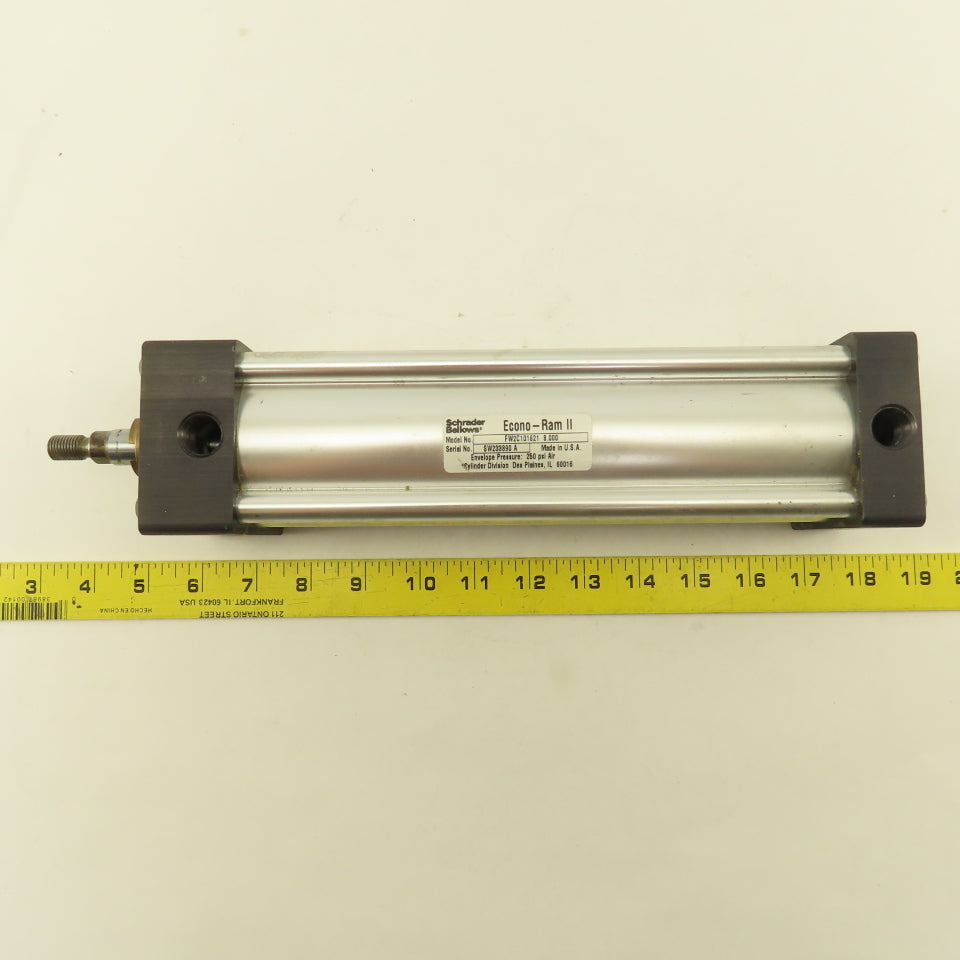 Parker Schrader Bellows FW2C101621 2-1/2" Bore 8" Stroke Air Cylinder 250 PSI