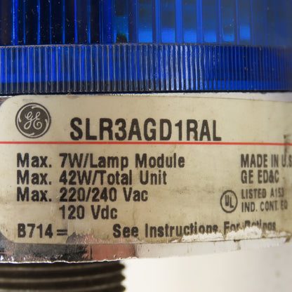 GE SLR3AGD1RAL 220/240VAC 120VDC 3 Light Alert Machine Beacon Light Tower