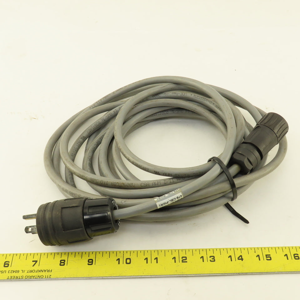 478-CBL-PWR1 Adapter Cable 125V 15A Plug  - 3 Plus Ground Amphenol Ecomate 20'