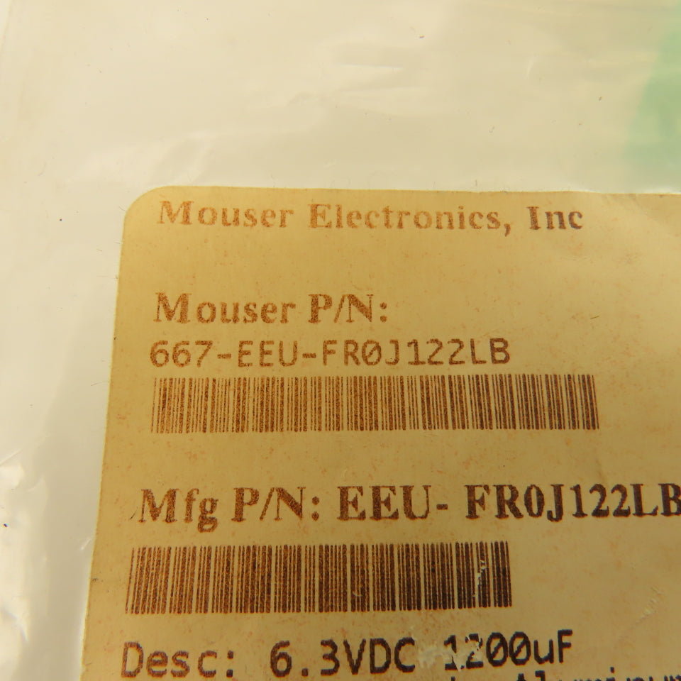 Panasonic 667-EEU-FR0J122LB Aluminum Electrolytic Capacitor 6.3V 1200uF 36Pcs.