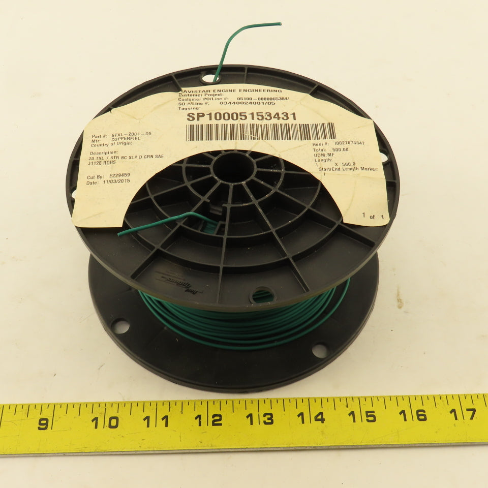 Copperfield 6TXL-2001-D5 20AWG Automotive Primary Wire Green SAE J1128 TXL 250'