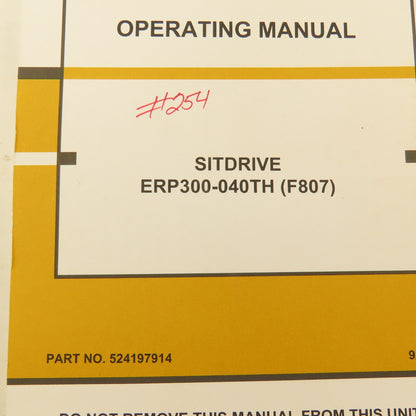 Yale 524197914 Sitdrive ERP300-040TH (F807) Forklift Operation Manual