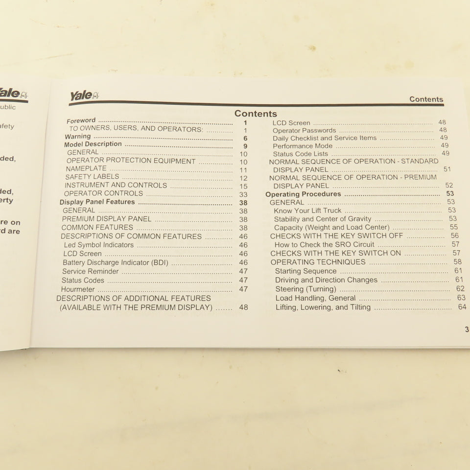 Yale 524197914 Sitdrive ERP300-040TH (F807) Forklift Operation Manual