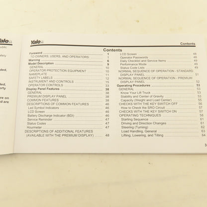 Yale 524197914 Sitdrive ERP300-040TH (F807) Forklift Operation Manual